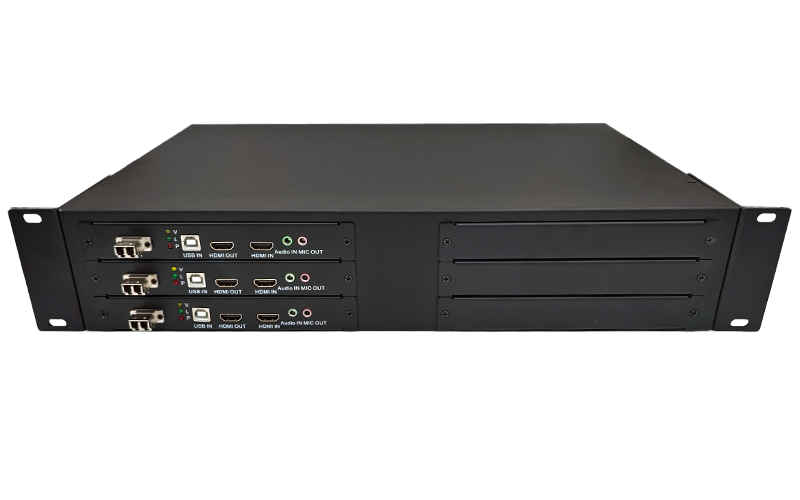 帶本地環(huán)出3路HDMI KVM高速光端機2U機架